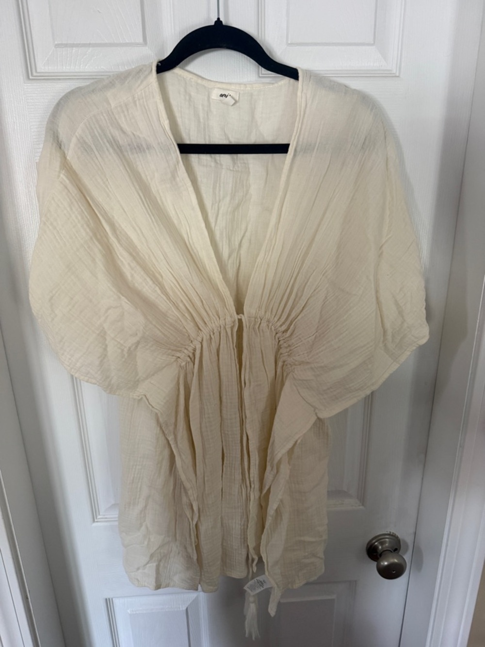 aerie Cream Gauzy Tie-Front Swim Coverup